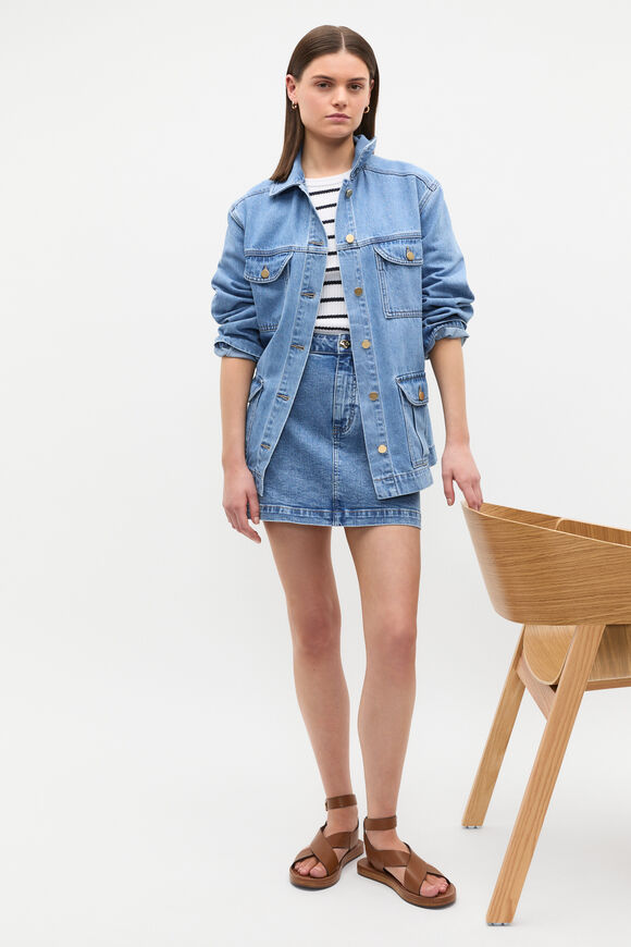 Core Denim Mini Skirt  Mist Blue Wash  hi-res