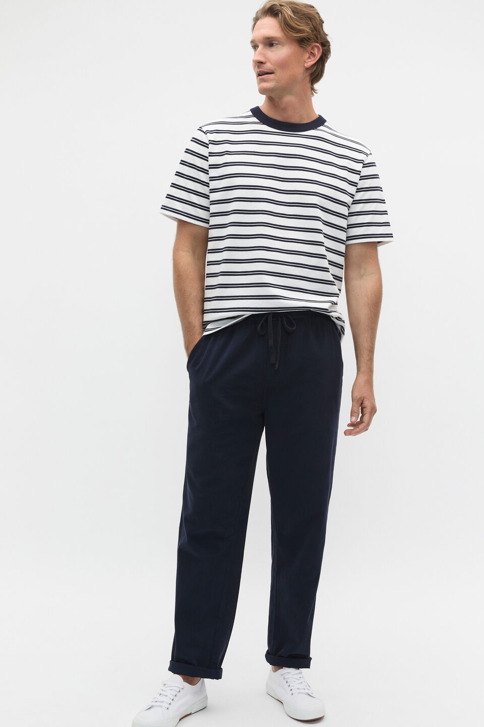 Crew Stripe Tee  Midnight Blue Stripe