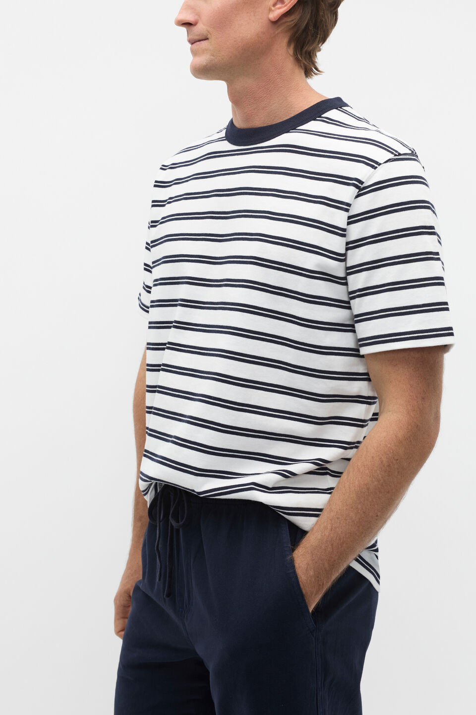 Crew Stripe Tee  Midnight Blue Stripe