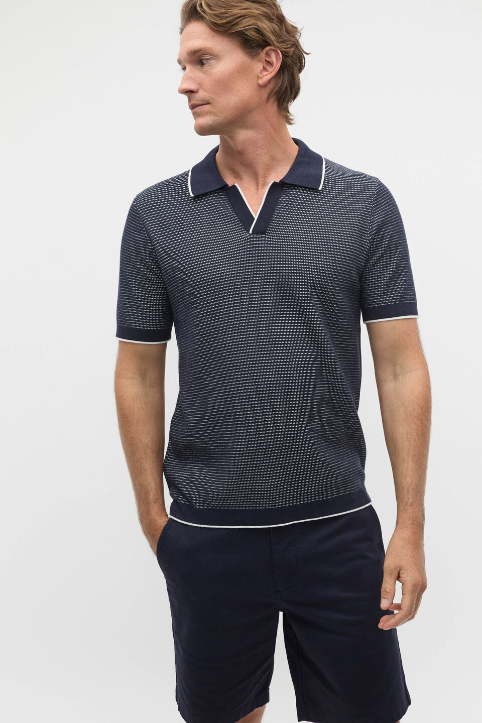 Two Tone Trophy Polo  Midnight Blue