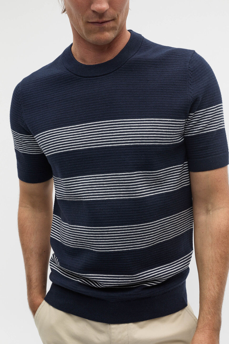 Stripe Knit Tee  Midnight Blue