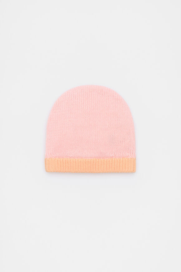 Colourblock Knit Beanie  Pretty Pink  hi-res