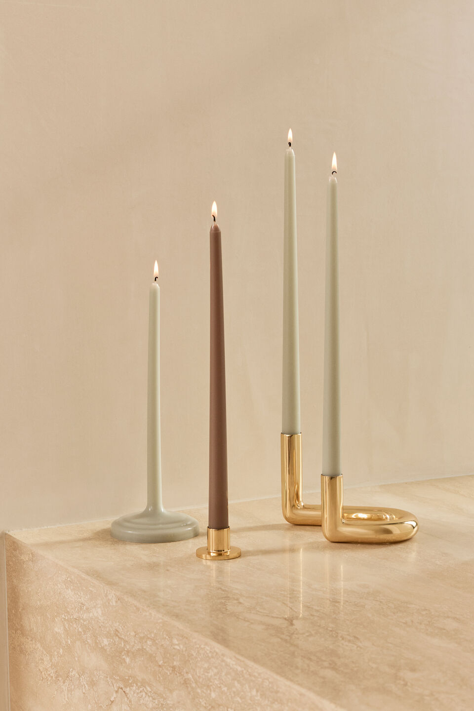 Ovi Single Taper Candle  Mist