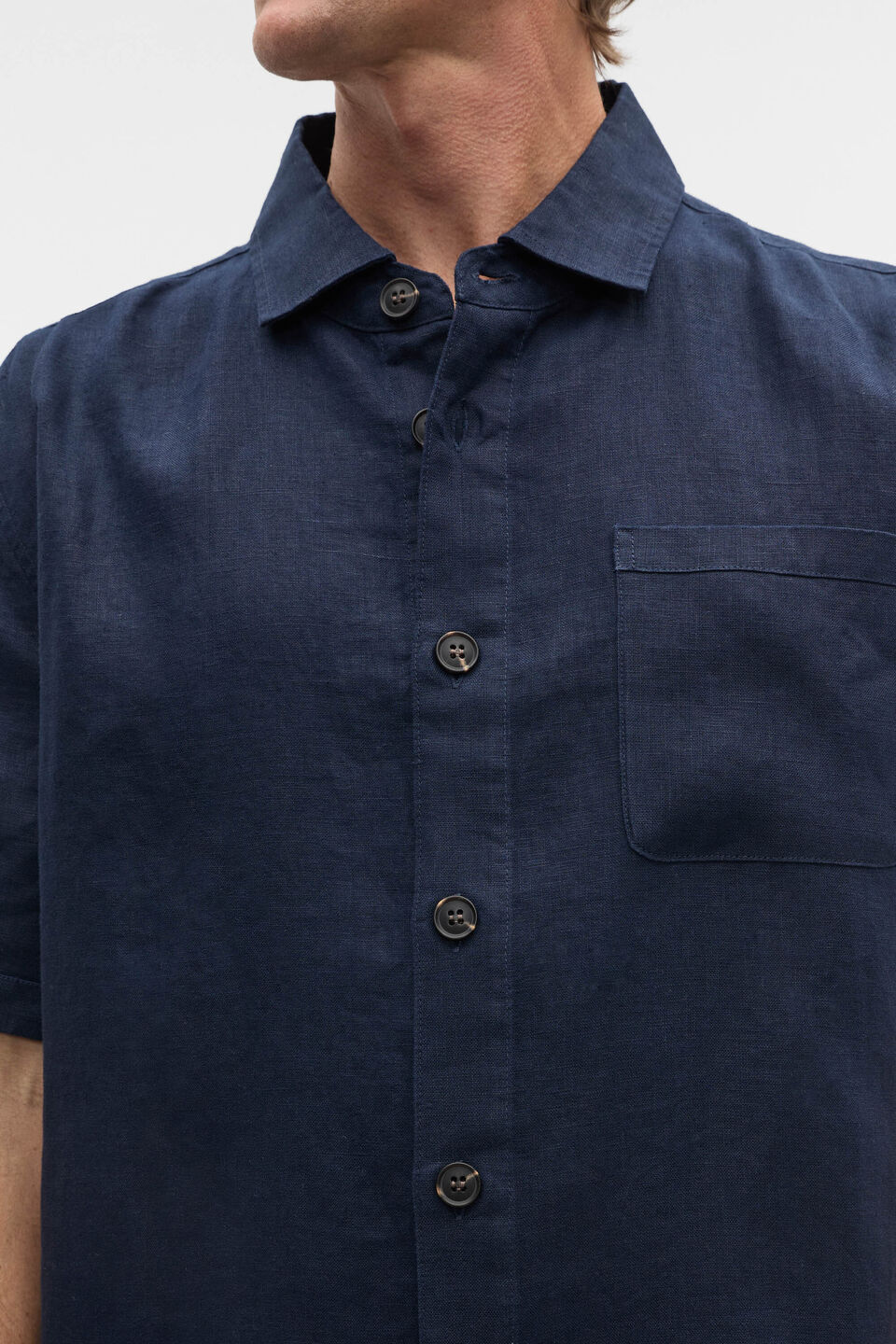 Boxy Linen Shirt  Midnight Blue