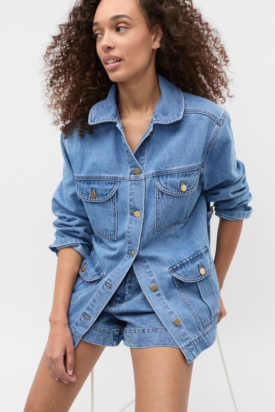 Denim Utility Jacket  Mist Blue Wash