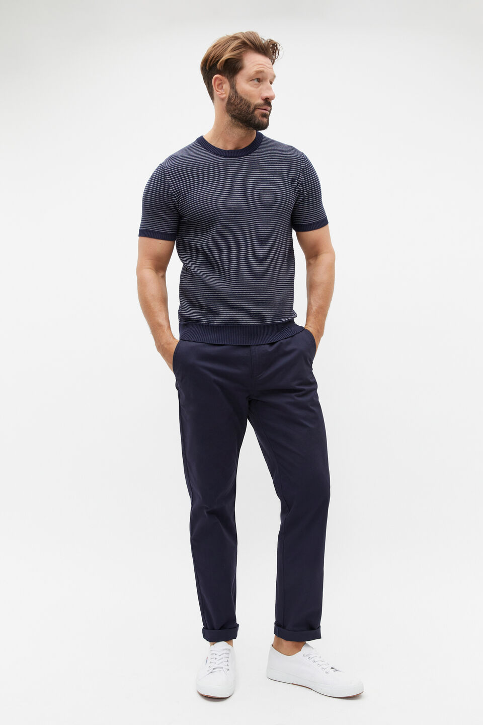 Knit Tee  Chalk Stripe