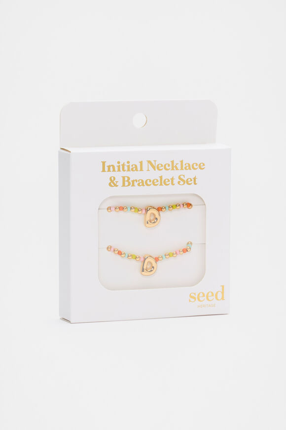 Initial Necklace And Bracelet Set  D  hi-res