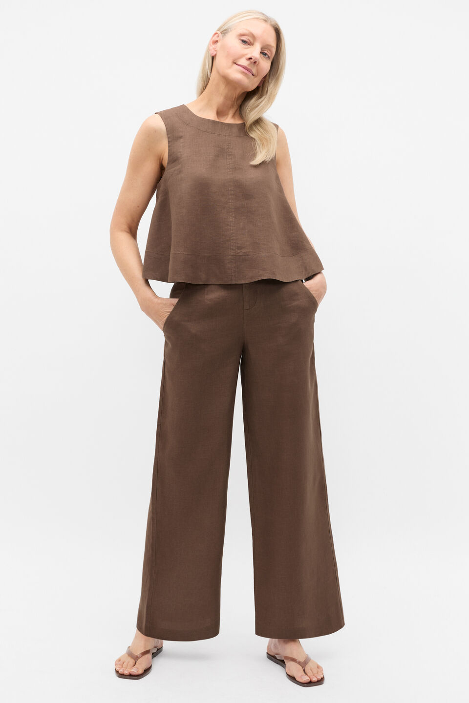 Core Linen Waisted Pant  Pinecone