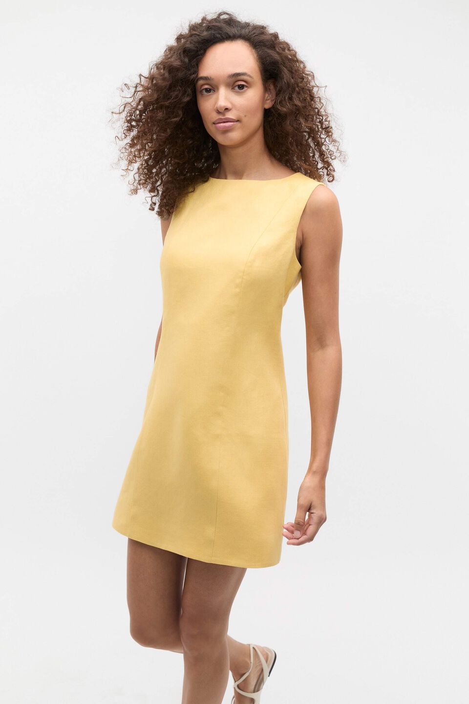Linen Structured Shift Dress  Buttercup