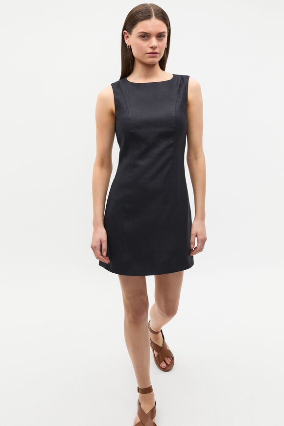 Linen Structured Shift Dress  Twilight Blue  hi-res