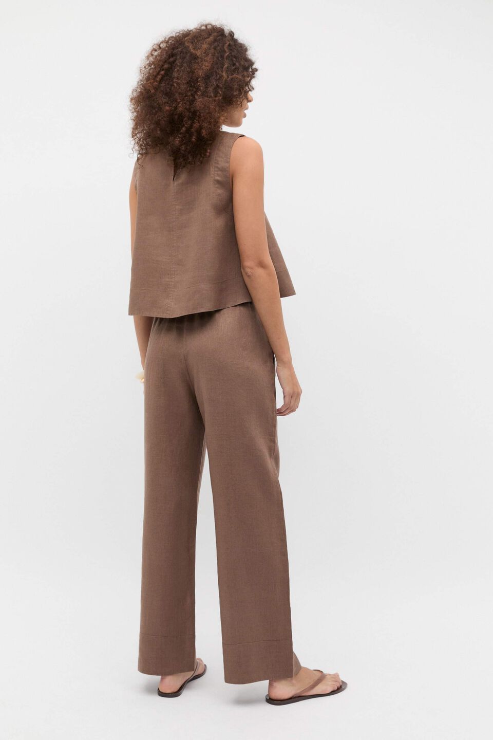 Core Linen Casual Tie Pant  Pinecone