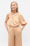 Textured Satin One Shoulder Blouse  Apricot  hi-res