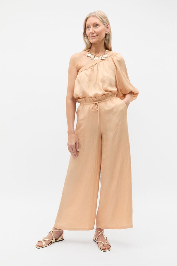 Textured Satin Paperbag Pant  Apricot  hi-res
