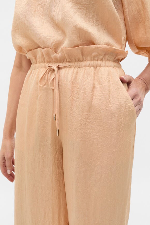 Textured Satin Paperbag Pant  Apricot  hi-res
