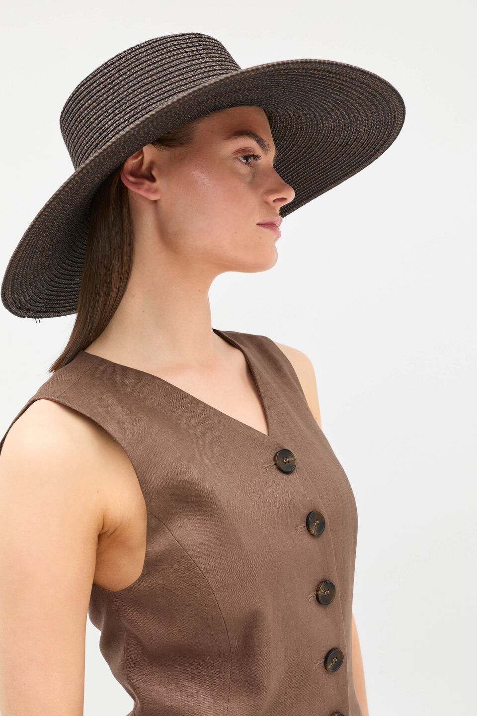 Two Tone Wide Brim Hat  Pinecone