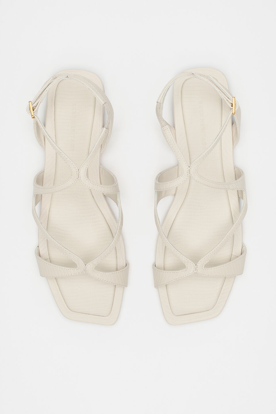 Deven Curved Strap Sandal  Tofu Embossed