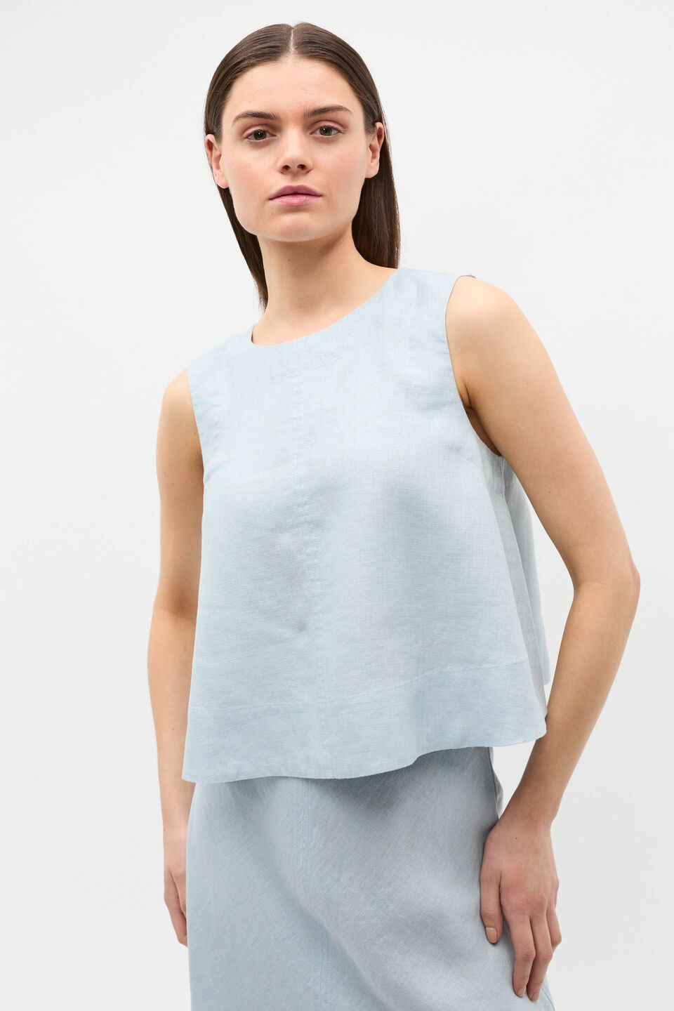 Core Linen Shell Top  Bluebell