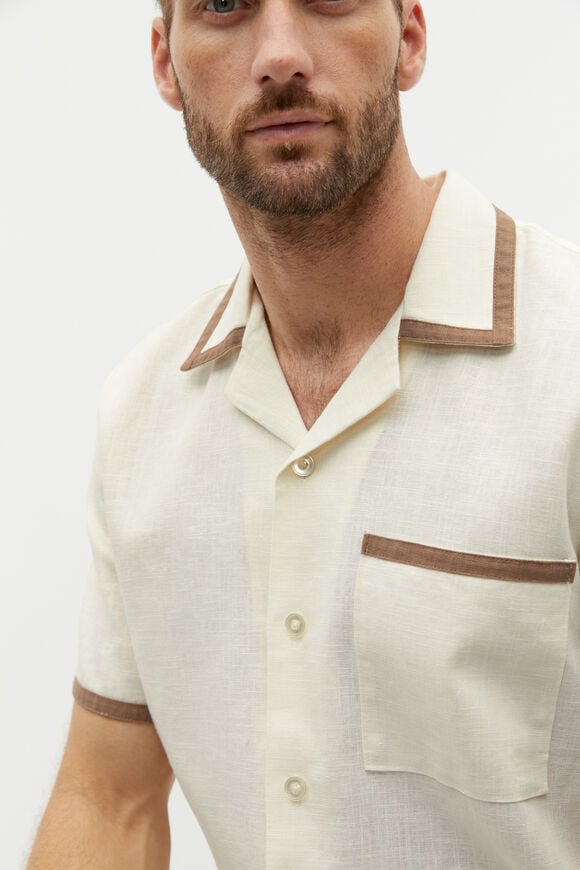 Contrast Detail Shirt  Ivory  hi-res