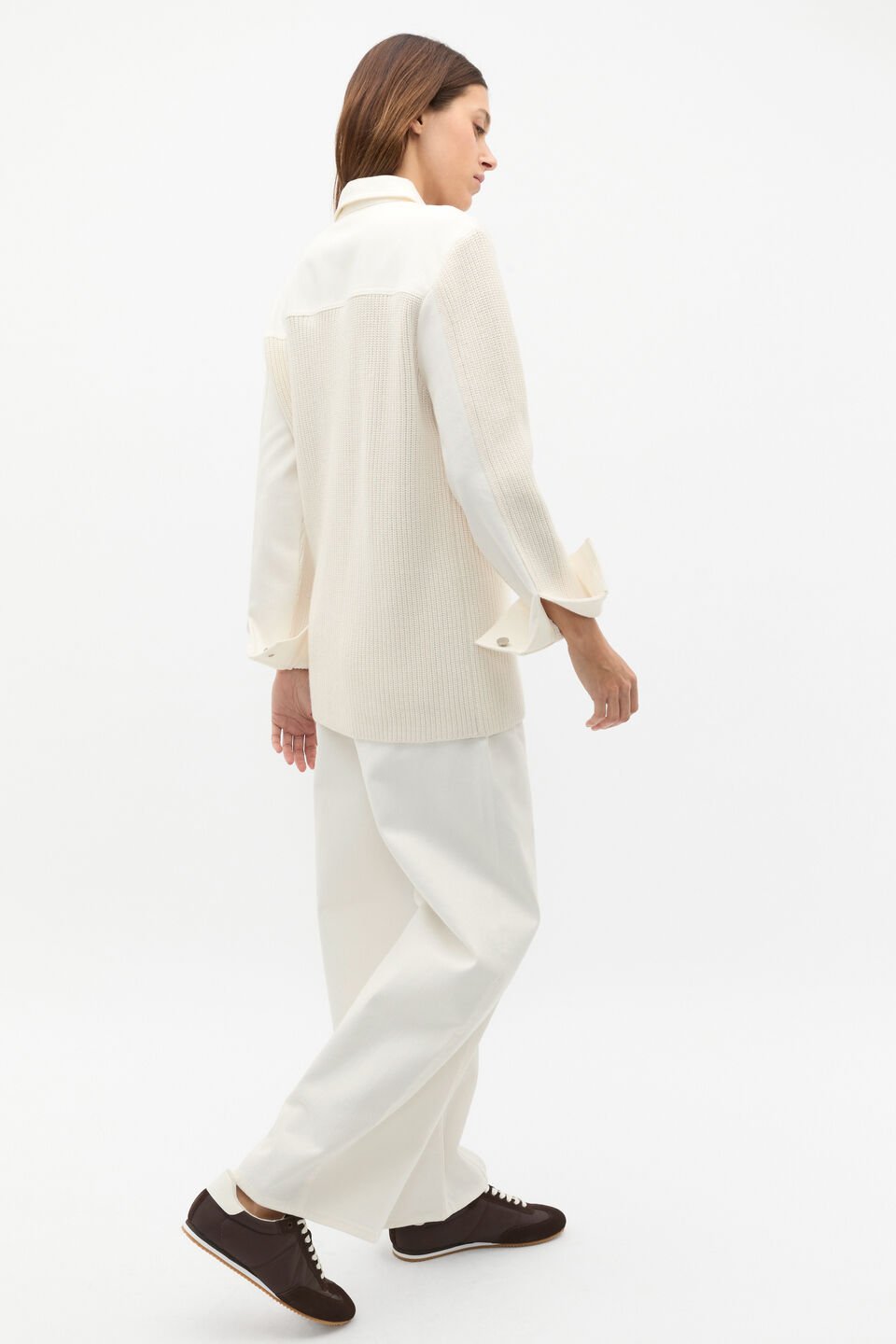 Denim Rib Knit Jacket  Cloud Cream