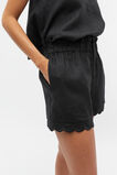 Scallop Hem Paperbag Short  Black  hi-res