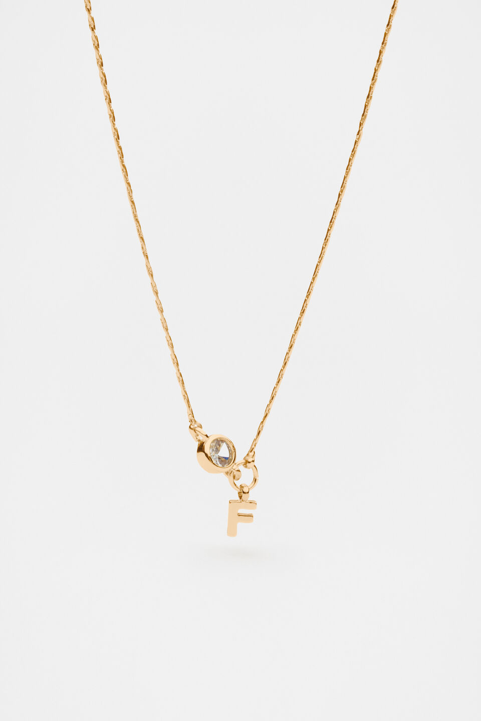 Stone Drop Initial Necklace  F