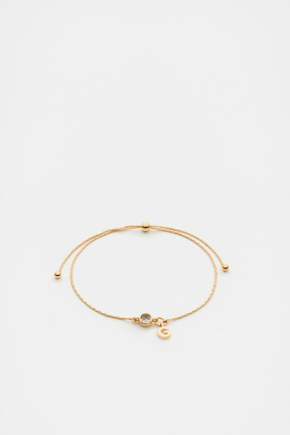 Stone Drop Initial Bracelet  G  hi-res
