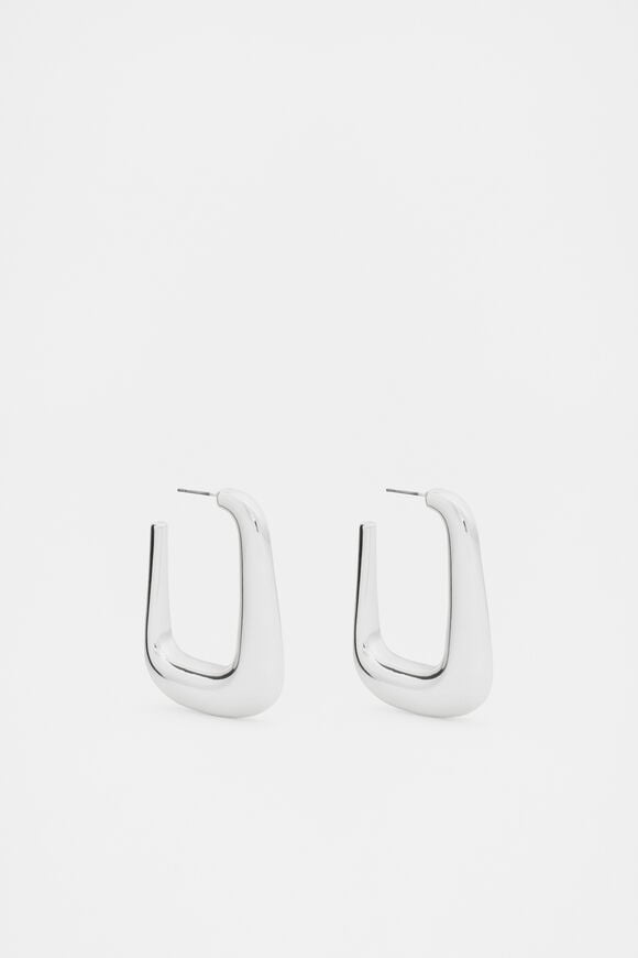 Large Rectangular Hoop  Silver  hi-res