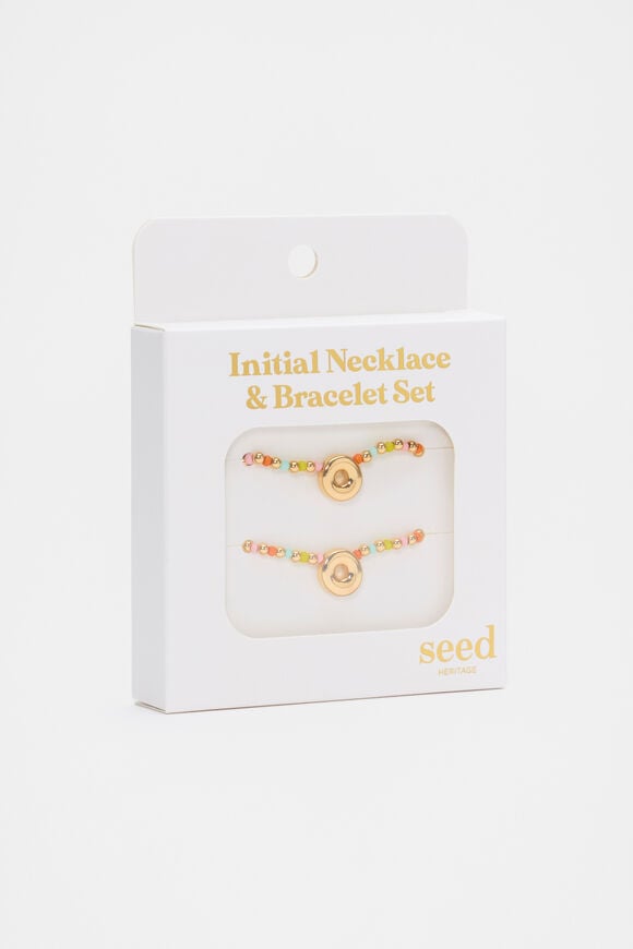 Initial Necklace And Bracelet Set  O  hi-res