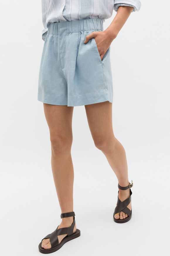 Core Linen Gathered Palazzo Short  Bluebell  hi-res