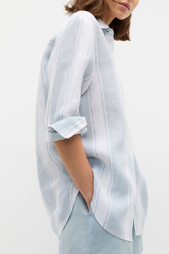 Linen Oversized Shirt  Bluebell Stripe  hi-res