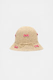 Gingham Bow Straw Hat  Natural  hi-res