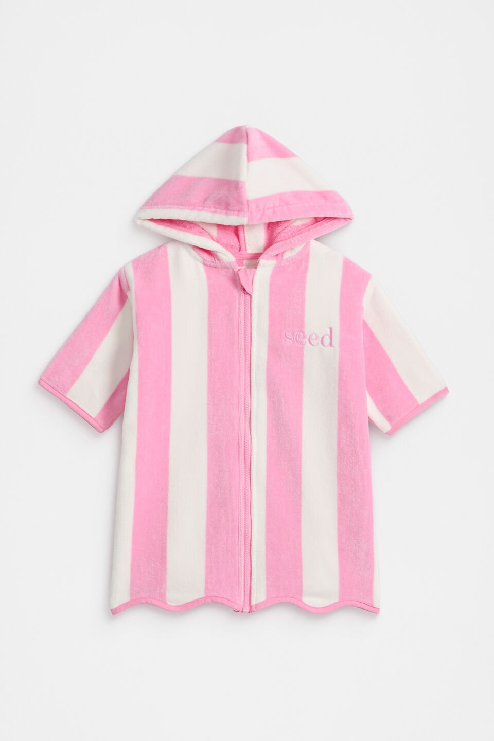 Mini Swim Zip Poncho  Candy Pink Stripe