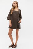 Linen Square Neck Mini Dress  Dark Espresso  hi-res