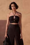 Linen Gathered Bodice  Black  hi-res