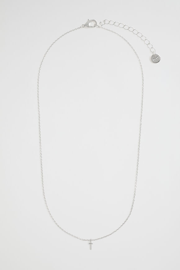 Silver Initial Necklace  T  hi-res