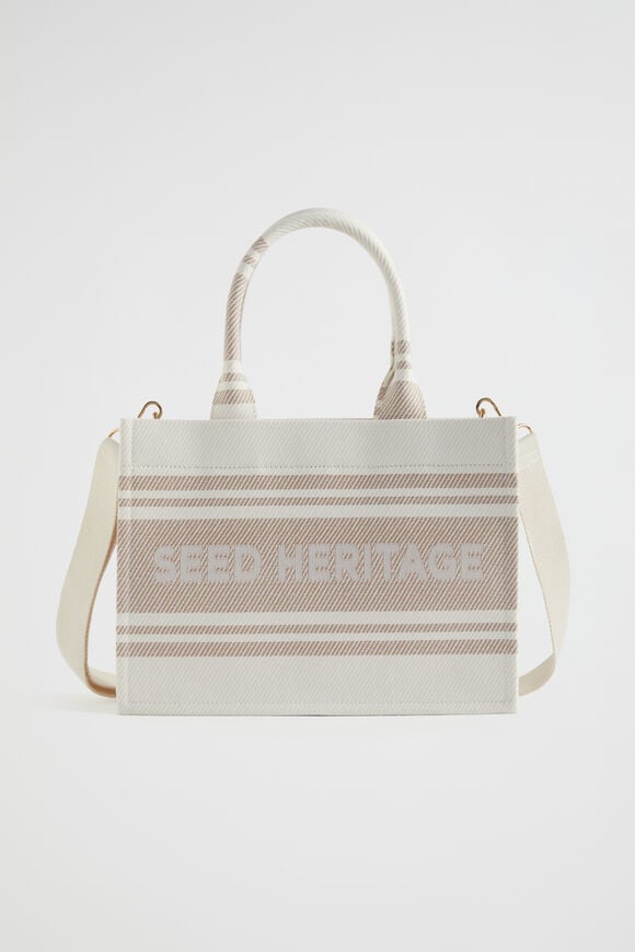 Woven Mini Structured Tote  Champagne Beige  hi-res
