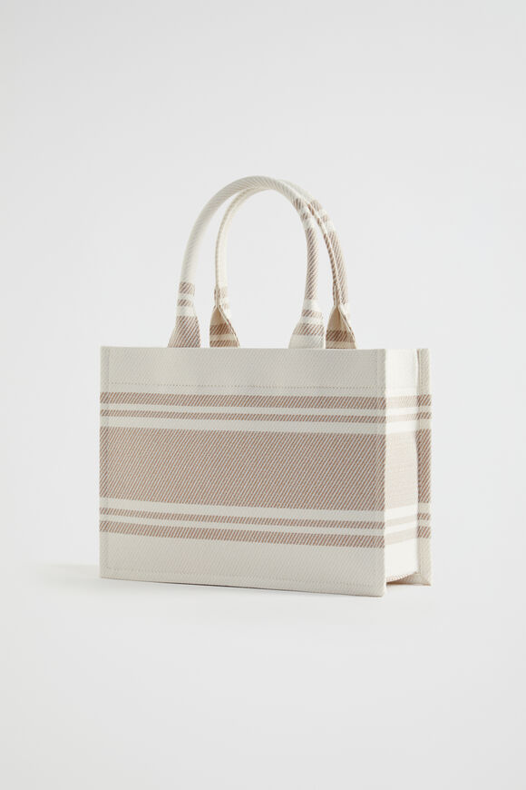 Woven Mini Structured Tote  Champagne Beige  hi-res