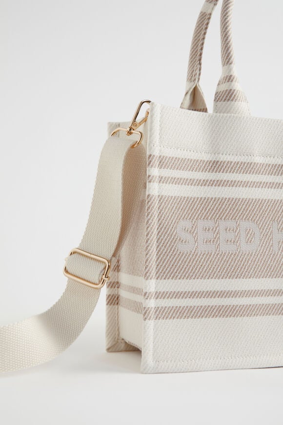 Woven Mini Structured Tote  Champagne Beige  hi-res