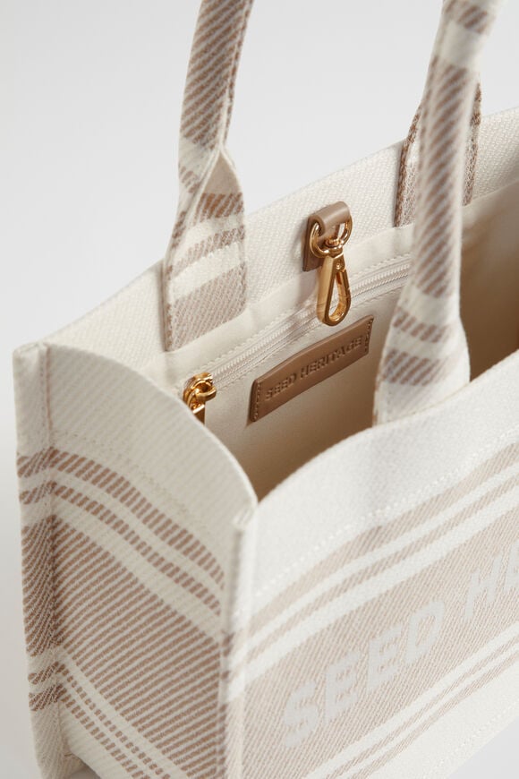 Woven Mini Structured Tote  Champagne Beige  hi-res