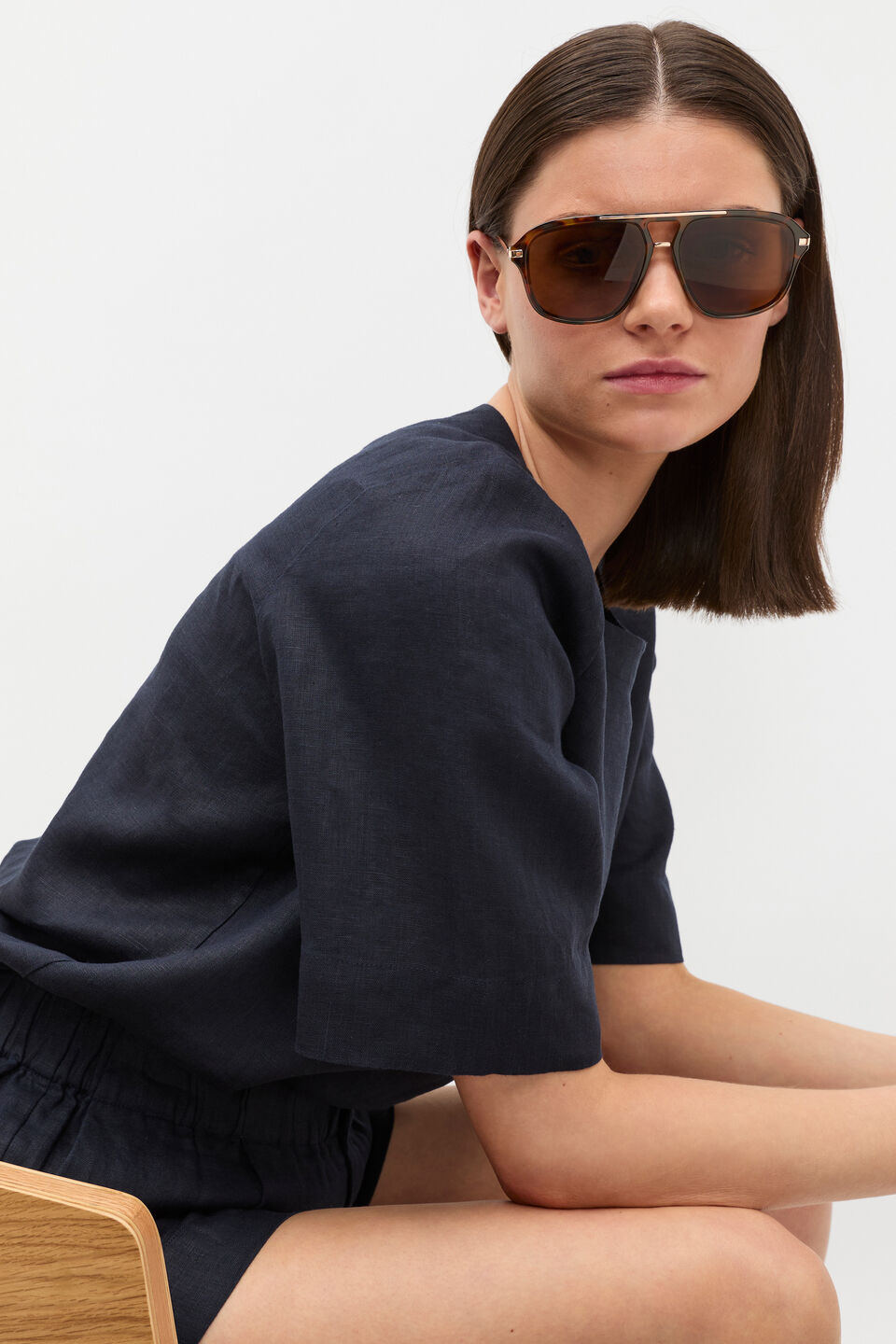 Amanda Aviator Sunglasses  Dark Tort