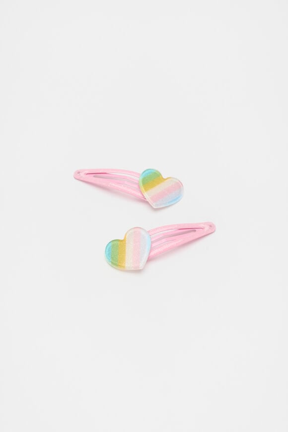 Glitter Stripe Heart Snaps  Multi  hi-res