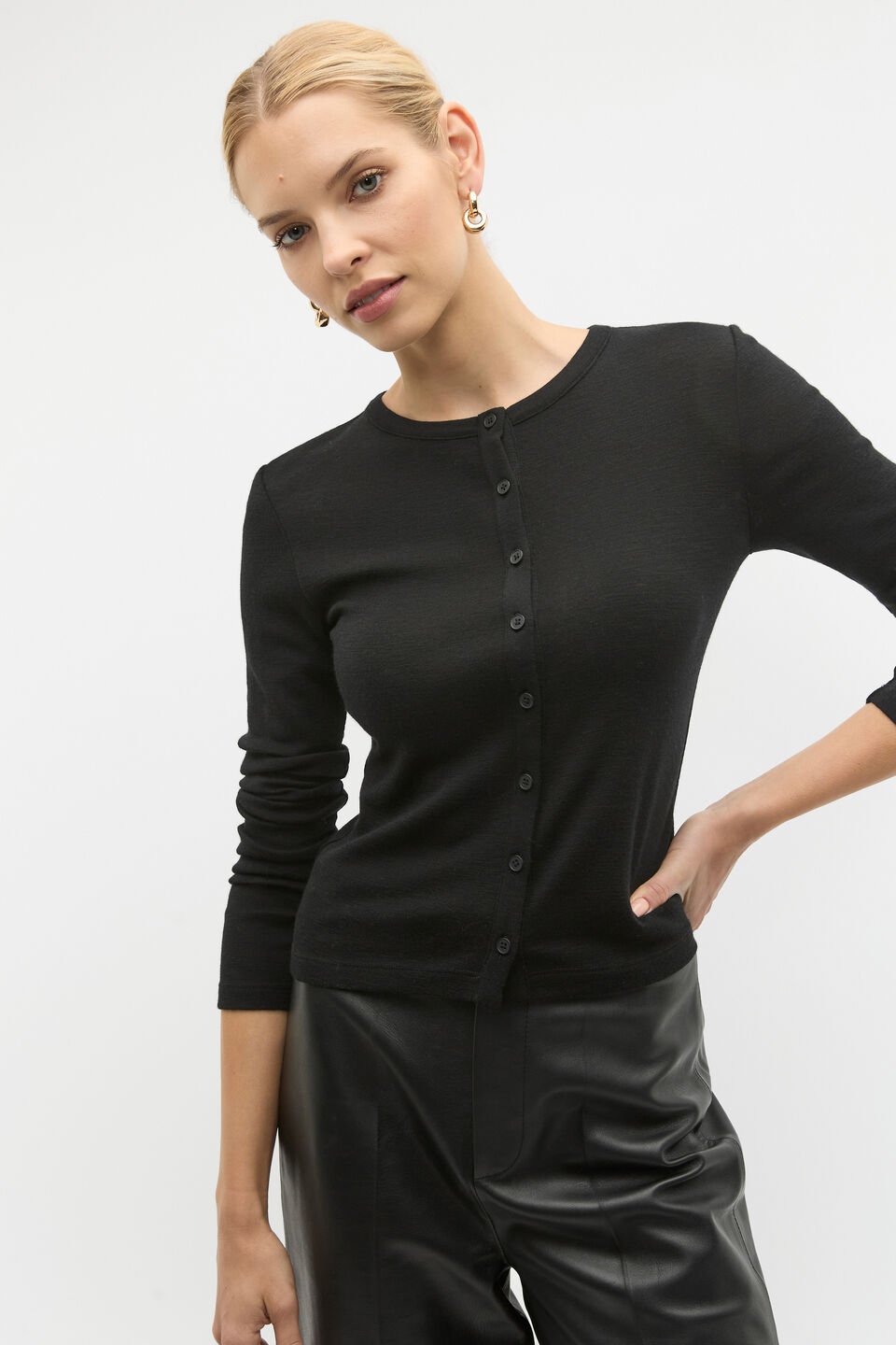 Australian Merino Cardigan  Black