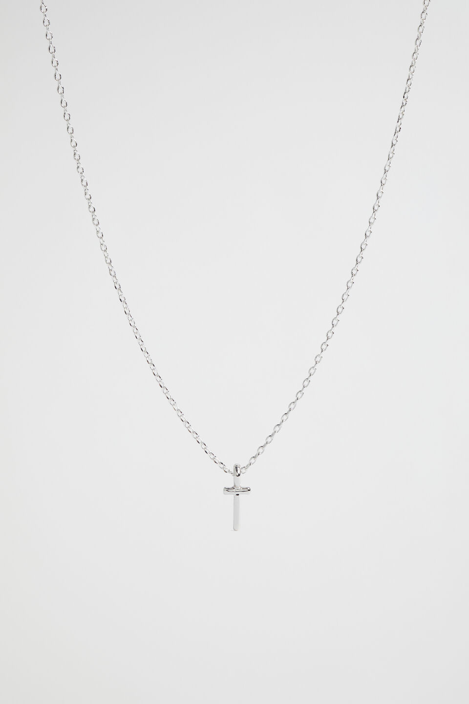 Silver Initial Necklace  T