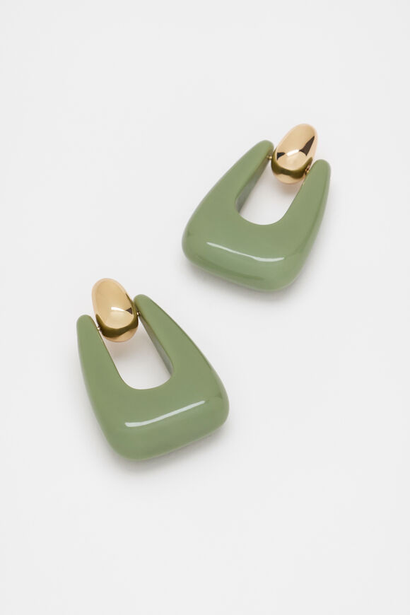 Resin Statement Drop Ear  Pale Olive  hi-res