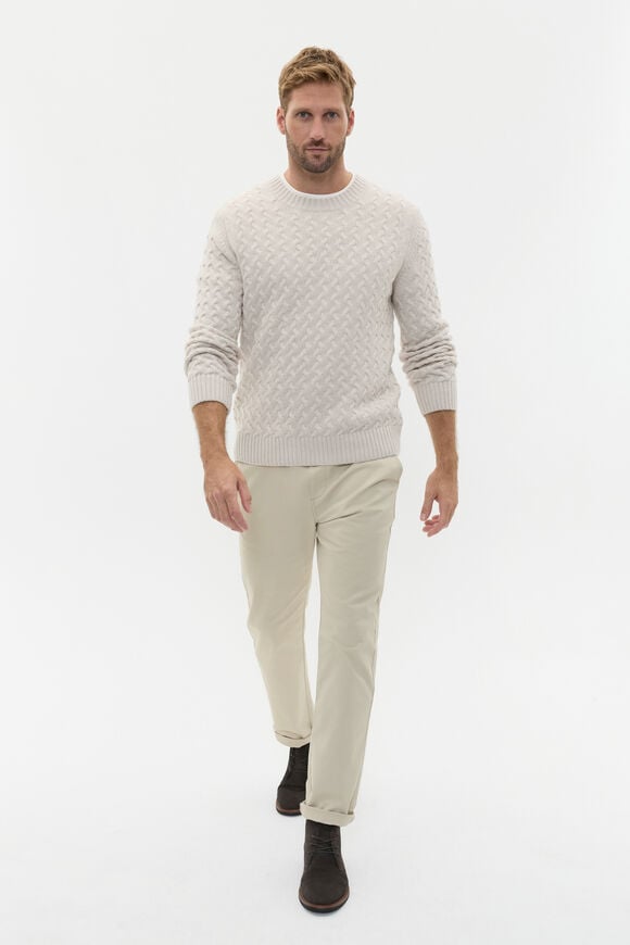 Wool Blend Cable Knit  Cool Stone Marle  hi-res