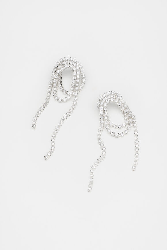 Crystal Looped Earring  Silver  hi-res