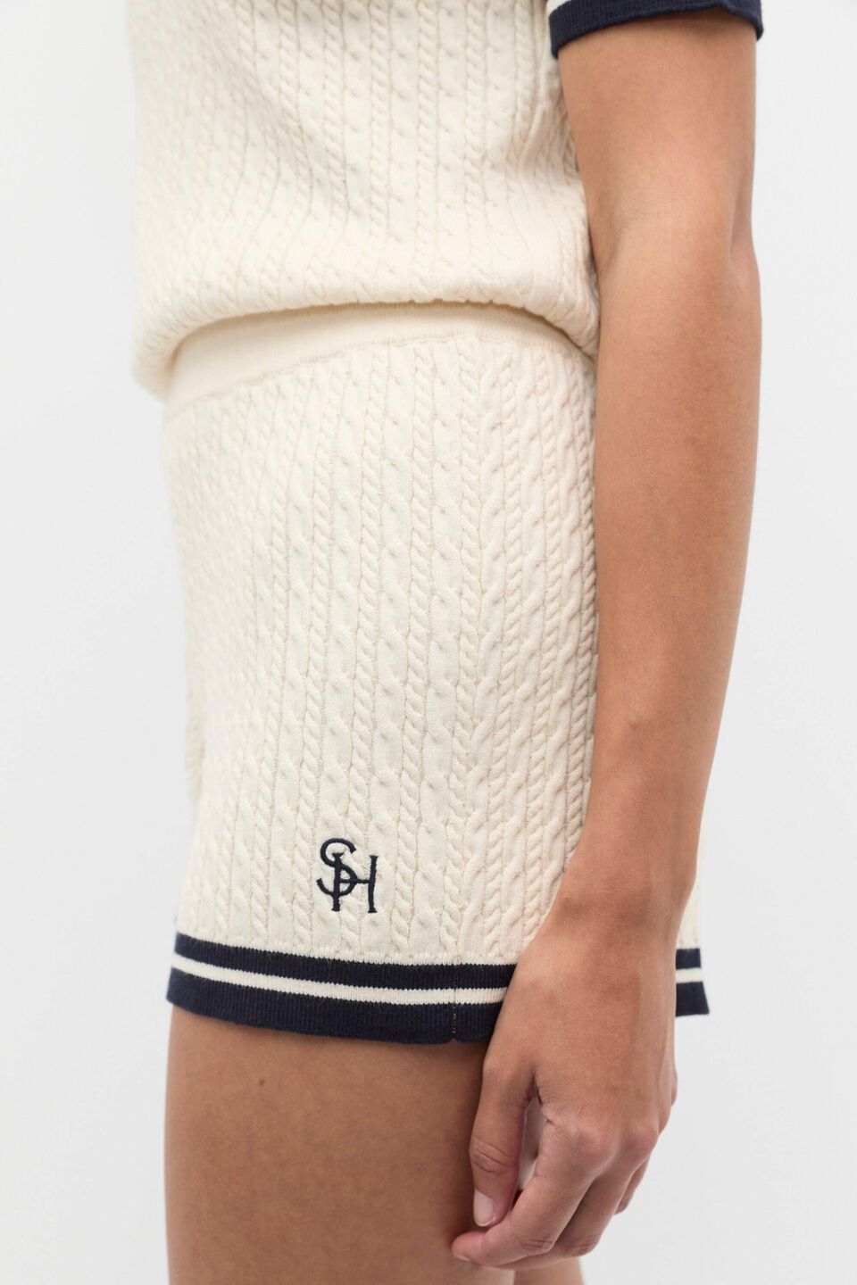 Cable Knit Short  Coconut Cream