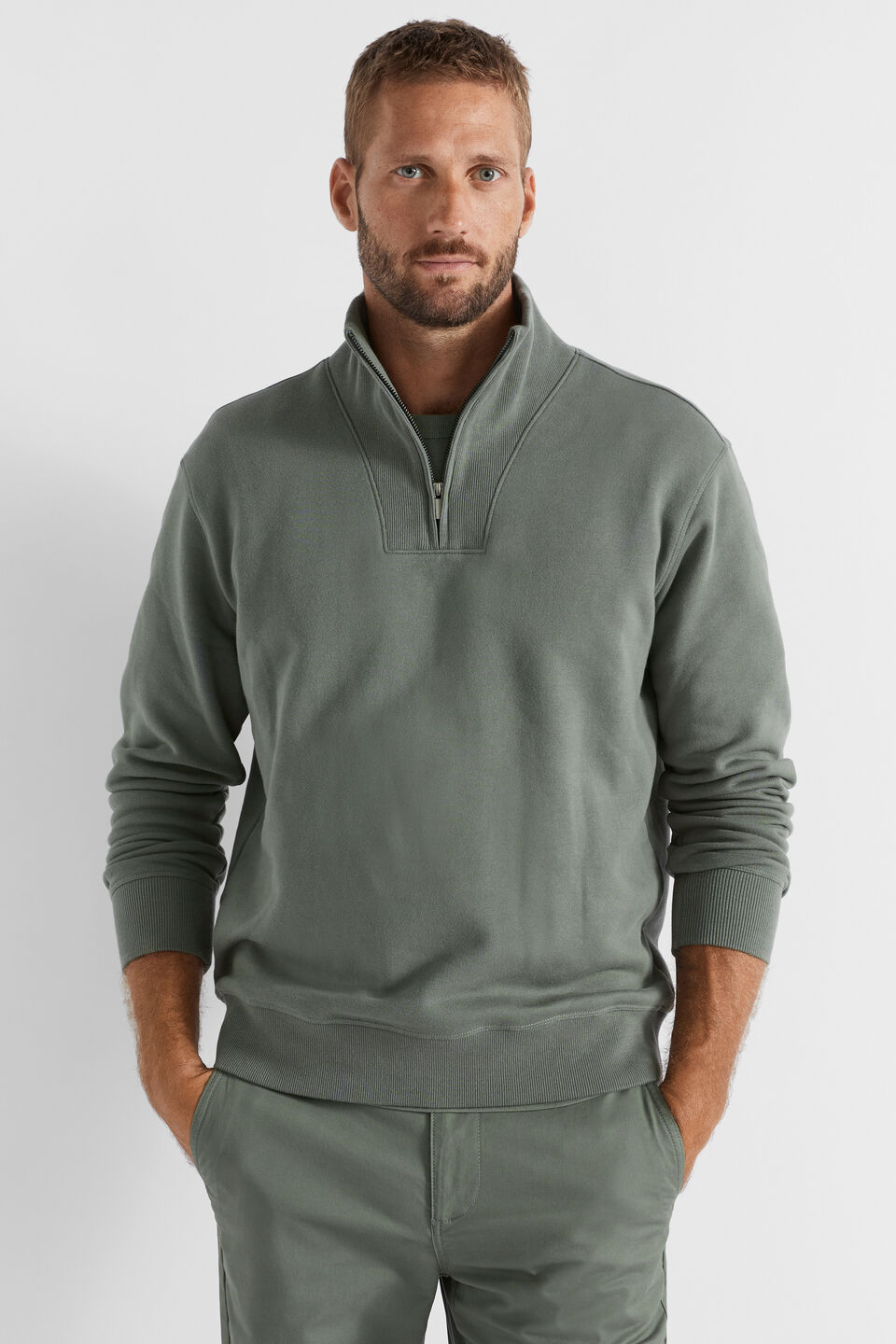 Half Zip Sweatshirt  Light Khaki