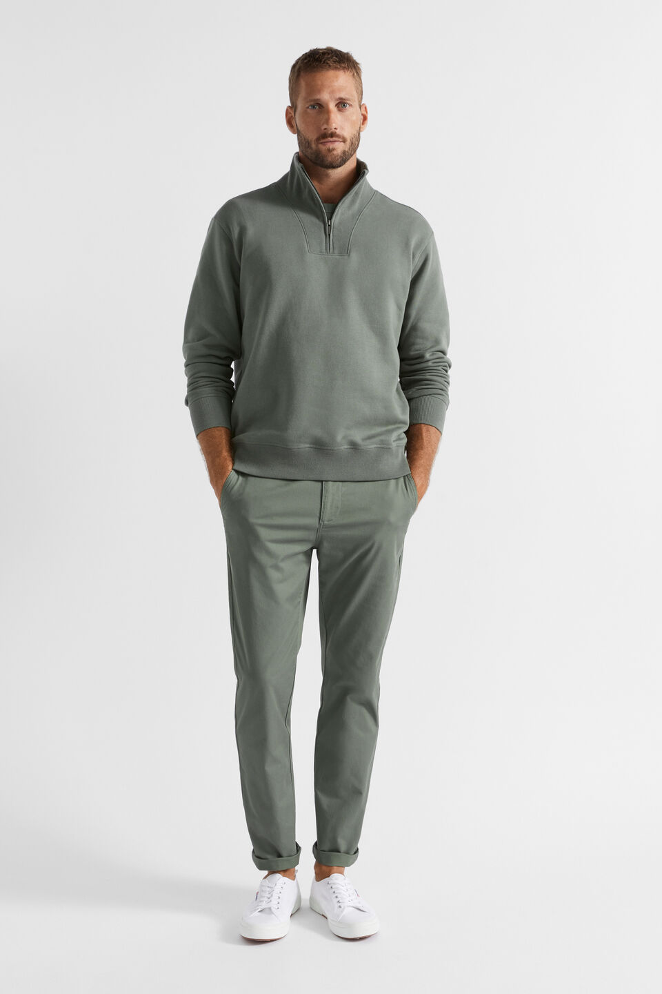Half Zip Sweatshirt  Light Khaki