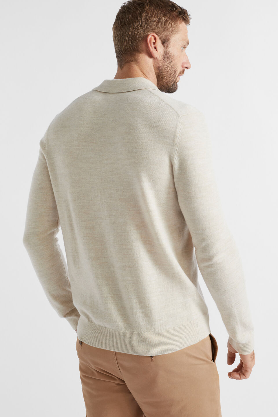 Merino Wool Polo Knit  Stone